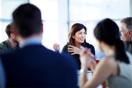 simsearch:6113-07159049,k - Business people talking in meeting Stock Photo - Premium Royalty-Free, Code: 6113-07159134