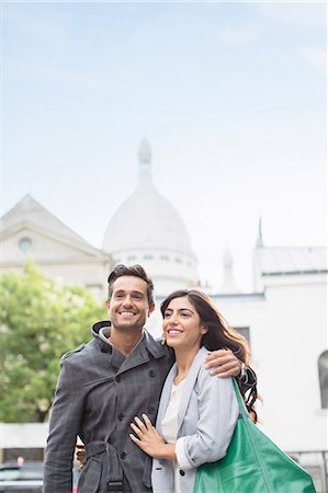simsearch:6113-07543549,k - Couple walking together near Sacre Coeur Basilica, Paris, France Stock Photo - Premium Royalty-Free, Code: 6113-07543635