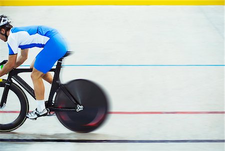 simsearch:6113-07588662,k - Track cyclist riding in velodrome Stock Photo - Premium Royalty-Free, Code: 6113-07588685