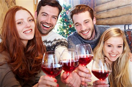 simsearch:6113-07790692,k - Friends toasting each other with wine Stock Photo - Premium Royalty-Free, Code: 6113-07790667