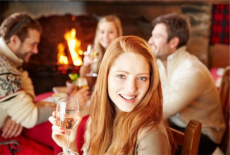 simsearch:6113-07790692,k - Woman enjoying drinks with friends Stock Photo - Premium Royalty-Free, Code: 6113-07790706
