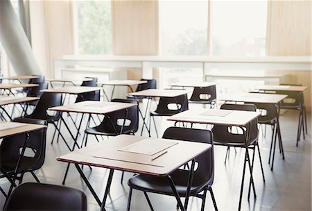 empty not people - Tests on desks in empty classroom Stock Photo - Premium Royalty-Free, Code: 6113-08769694
