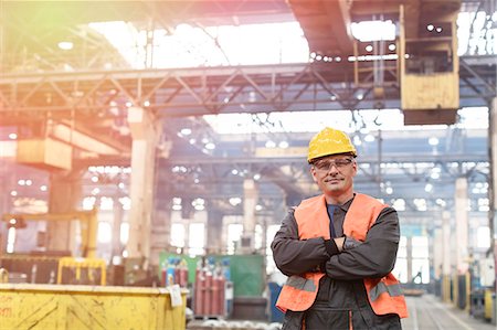 simsearch:6113-08805556,k - Portrait confident steel worker in factory Stock Photo - Premium Royalty-Free, Code: 6113-08805566