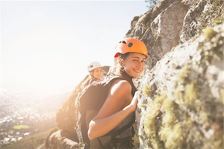 rock climber - Portrait smiling female rock climber Stock Photo - Premium Royalty-Free, Code: 6113-09131740