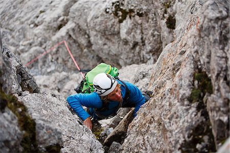 risk mountain - Alpinist climbing in mountains, on the rope, Stubai, Kalkkoegel, Austria Stock Photo - Premium Royalty-Free, Code: 6115-07539756