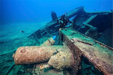 scuba and coral - Scuba diver exploring shipwreck, Adriatic Sea, Dalmatia, Croatia Stock Photo - Premium Royalty-Free, Code: 6115-08149529