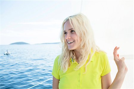 sea and yacht - Portrait of woman on sailboat, Adriatic Sea Stock Photo - Premium Royalty-Free, Code: 6115-08239769
