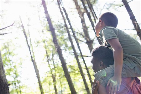 positive thought - A boy sitting on his father's shoulders. Stock Photo - Premium Royalty-Free, Code: 6118-07351571