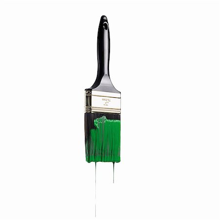 simsearch:6118-07352322,k - A paintbrush loaded with green paint dripping off the bristles. Stock Photo - Premium Royalty-Free, Code: 6118-07352317