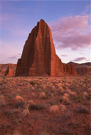 simsearch:6118-07353866,k - Temple of the Sun and Temple of the Moon, in the national park at Capitol Reef in Utah. Stock Photo - Premium Royalty-Free, Code: 6118-07353860