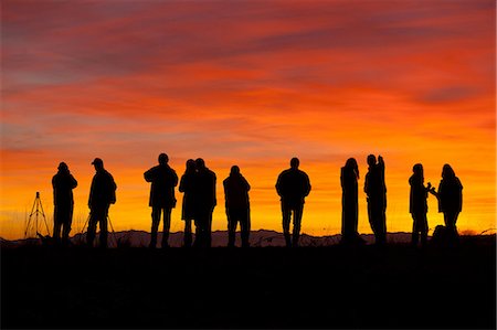 silhouette group people - Photographers at sunset, Skagit Flats, Washington Stock Photo - Premium Royalty-Free, Code: 6118-07440084