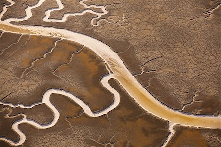 San Francisco Bay salt flats with glistening water channels in California, USA Stock Photo - Premium Royalty-Free, Code: 6118-07440417