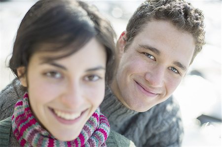 simsearch:6118-07354445,k - Close up of two people, man and woman, a couple outdoors on a winter day. Stock Photo - Premium Royalty-Free, Code: 6118-07440792