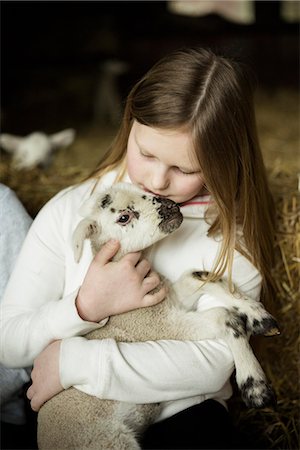 simsearch:6118-07731886,k - A girl holding a small new-born lamb. Stock Photo - Premium Royalty-Free, Code: 6118-07731820
