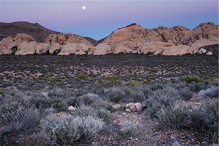 simsearch:6118-07353866,k - The moon rising over the mountains in Red Rock Canyon in Nevada. Stock Photo - Premium Royalty-Free, Code: 6118-08140250