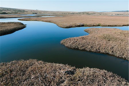 The open spaces of marshland and water channels. Flat calm water. Foto de stock - Sin royalties Premium, Código: 6118-09112089