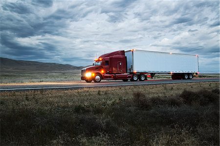 delivery truck - Truck on a highway through the grasslands area of eastern Washington, USA. Stock Photo - Premium Royalty-Free, Code: 6118-09139512