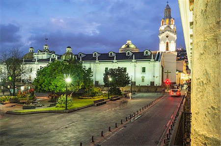 ecuador - Metropolitan Cathedral at night, Independence Square, Quito, UNESCO World Heritage Site, Pichincha Province, Ecuador, South America Stock Photo - Premium Royalty-Free, Code: 6119-07451445