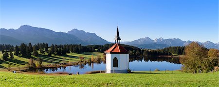 simsearch:6119-07451735,k - Chapel at Hergratsrieder See lake with Allgau Alps, near Fussen, Allgau, Ostallgau, Bavaria, Germany, Europe Foto de stock - Sin royalties Premium, Código: 6119-07451719
