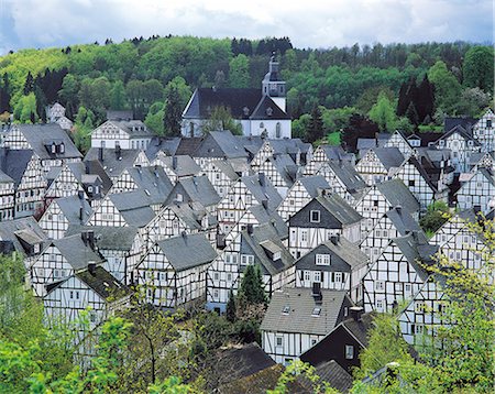 exterior color for house in the forest - Houses in Freudenberg, Westphalia, Germany Stock Photo - Premium Royalty-Free, Code: 6119-07451951