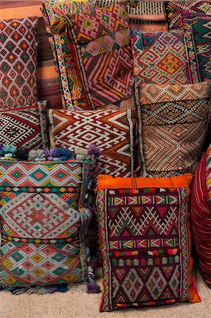 Traditional Moroccan cushions for sale in Old Square, Marrakech, Morocco, North Africa, Africa Stock Photo - Premium Royalty-Free, Code: 6119-07452829