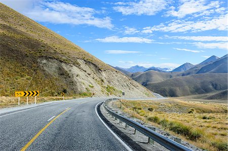 Beautiful scenery on the highway around the Lindis Pass, Otago, South Island, New Zealand, Pacific Stock Photo - Premium Royalty-Free, Code: 6119-07652097