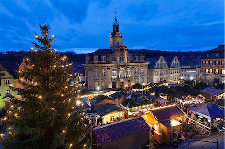 Christmas fair, Town Hall and Market Place, Schwaebisch Hall, Hohenlohe, Baden Wurttemberg, Germany, Europe Stock Photo - Premium Royalty-Free, Code: 6119-07734962