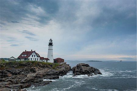 Portland Head Light, historic lighthouse in Cape Elizabeth, Maine, New England, United States of America, North America Stock Photo - Premium Royalty-Free, Code: 6119-07968994