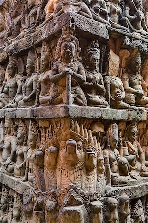 Apsara carvings in the Leper King Terrace in Angkor Thom, Angkor, UNESCO World Heritage Site, Cambodia, Indochina, Southeast Asia, Asia Stock Photo - Premium Royalty-Free, Code: 6119-08061942