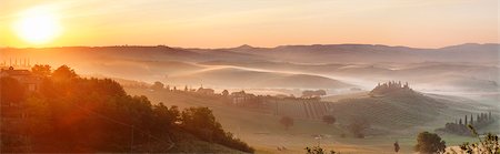 Farm house Belvedere at sunrise, near San Quirico, Val d'Orcia (Orcia Valley), UNESCO World Heritage Site, Siena Province, Tuscany, Italy, Europe Stock Photo - Premium Royalty-Free, Code: 6119-08242834