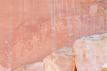 Ancient petroglyphs from the Fremont people on canyon wall, Capitol Reef National Park, Utah, United States of America, North America Stock Photo - Premium Royalty-Free, Code: 6119-08267481
