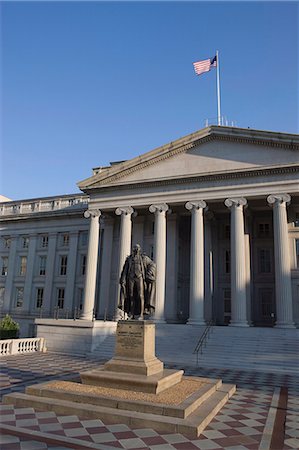 The U.S. Treasury Building with flag flying, Washington D.C., United States of America, North America Stock Photo - Premium Royalty-Free, Code: 6119-08269229