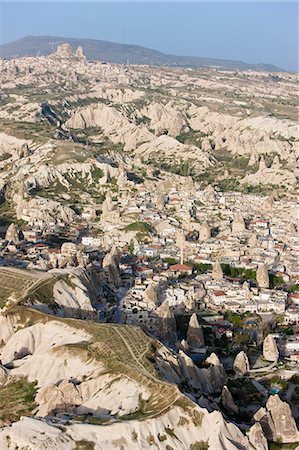 Elevated view over the town of Goreme in Cappadocia, Anatolia, Turkey, Asia Minor, Eurasia Stock Photo - Premium Royalty-Free, Code: 6119-08269351