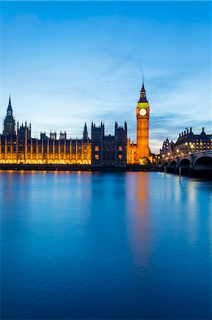 dusk - Houses of Parliament, UNESCO World Heritage Site, London, England, United Kingdom, Europe Foto de stock - Sin royalties Premium, Código: 6119-08568358