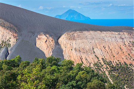 View of Gran Cratere and Finicudi Island, Vulcano Island, Aeolian Islands, UNESCO World Heritage Site, north of Sicily, Italy, Mediterranean, Europe Stock Photo - Premium Royalty-Free, Code: 6119-08518080