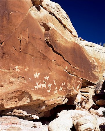 Petroglyphs, Arches National Park, Moab, Utah, United States of America (U.S.A.), North America Stock Photo - Premium Royalty-Free, Code: 6119-08740001