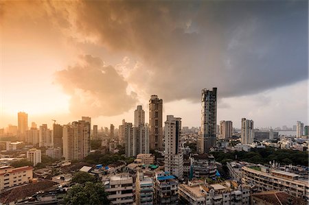 General view of the skyline of central Mumbai (Bombay), Maharashtra, India, Asia Stock Photo - Premium Royalty-Free, Code: 6119-08724942