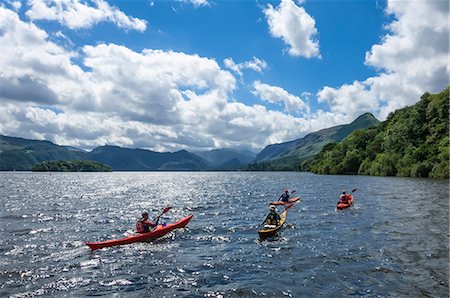 rowing (non sport) - Canoes on Derwentwater, view towards Borrowdale Valley, Keswick, Lake District National Park, Cumbria, England, United Kingdom, Europe Stock Photo - Premium Royalty-Free, Code: 6119-08725050