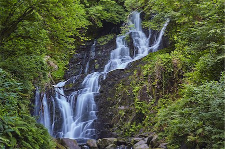 scenic and waterfall - Torc Waterfall, Killarney National Park, near Killarney, County Kerry, Munster, Republic of Ireland, Europe Foto de stock - Sin royalties Premium, Código: 6119-09074407
