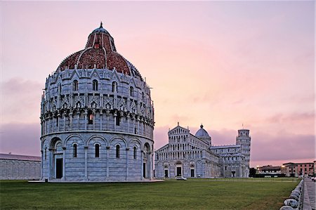 Campo dei Miracoli with Baptistry, Santa Maria Assunta Cathedral and Leaning Tower, UNESCO World Heritage Site, Pisa, Tuscany, Italy, Europe Stock Photo - Premium Royalty-Free, Code: 6119-09074707