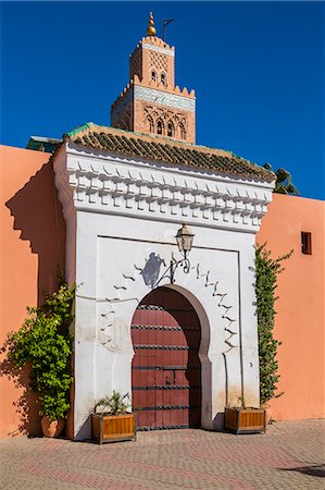 simsearch:841-07083294,k - View of Minaret of Koutoubia Mosque, UNESCO World Heritage Site, Marrakesh, Morocco, North Africa, Africa Stock Photo - Premium Royalty-Free, Code: 6119-09170302