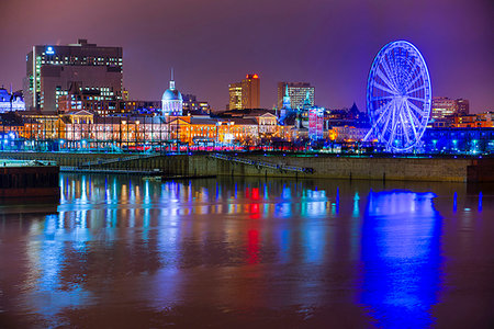 Skyline by night, Montreal, Quebec, Canada, North America Stock Photo - Premium Royalty-Free, Code: 6119-09182699