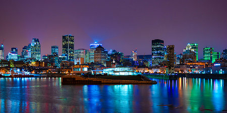 Skyline by night, Montreal, Quebec, Canada, North America Stock Photo - Premium Royalty-Free, Code: 6119-09182700