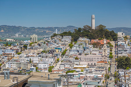 simsearch:6119-07541502,k - View of Coit Tower from Russian Hill, San Francisco, California, United States of America, North America Stock Photo - Premium Royalty-Free, Code: 6119-09203641