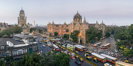 Chhatrapati Shivaji Maharaj Terminus railway station (CSMT), formerly Victoria Terminus, UNESCO World Heritage Site, Mumbai, Maharashtra, India, Asia Stock Photo - Premium Royalty-Free, Code: 6119-09214320