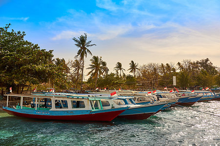 simsearch:841-03672349,k - Boats moored in Gili Air's harbour, Indonesia, Southeast Asia, Asia Stock Photo - Premium Royalty-Free, Code: 6119-09229041