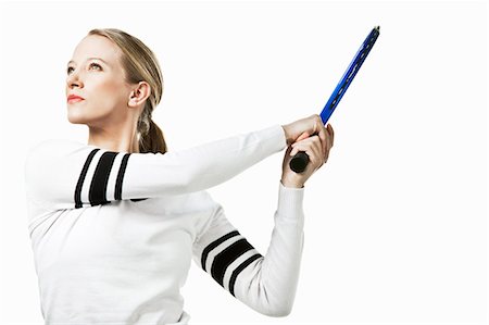 fit young woman - Tennis player holding tennis racket Stock Photo - Premium Royalty-Free, Code: 6122-07698075