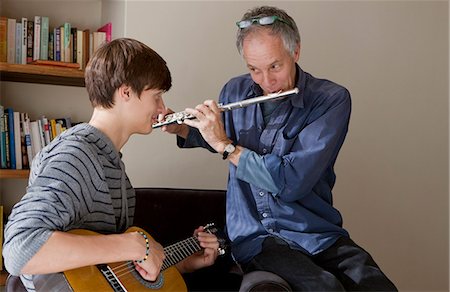 simsearch:649-05656972,k - Father and son playing music together Stock Photo - Premium Royalty-Free, Code: 6122-07700824