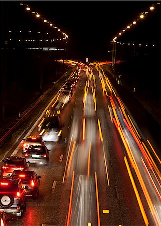 rush hour - Time-lapse view of traffic at night Stock Photo - Premium Royalty-Free, Code: 6122-07703784