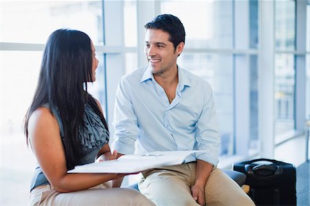 simsearch:6122-07706325,k - Business people talking in lobby Stock Photo - Premium Royalty-Free, Code: 6122-07706331